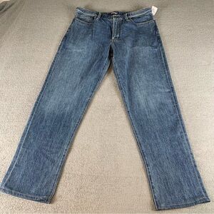 Lands End Square Rigger 37 Medium Wash Blue Straight Leg Denim Jeans New Flaw‎